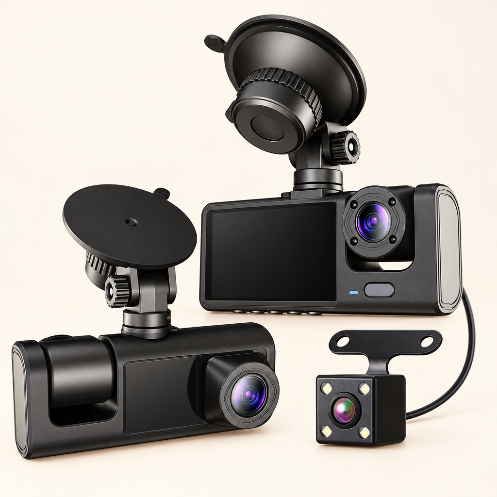Triple lens dash cam set