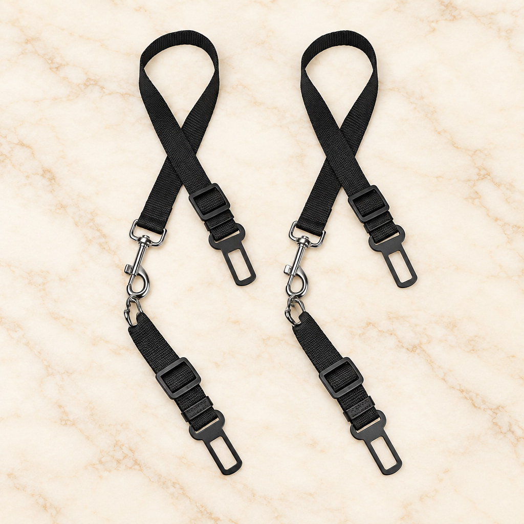 Two pet car safety belts