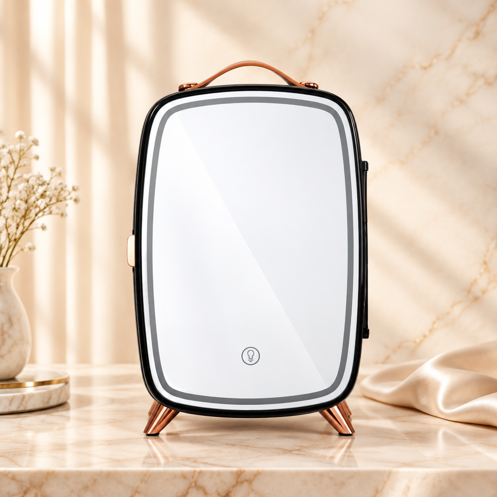 Vevor 6L Skincare Mini Fridge — LED Light, HD Mirror & AC/DC Cosmetic Refrigerator