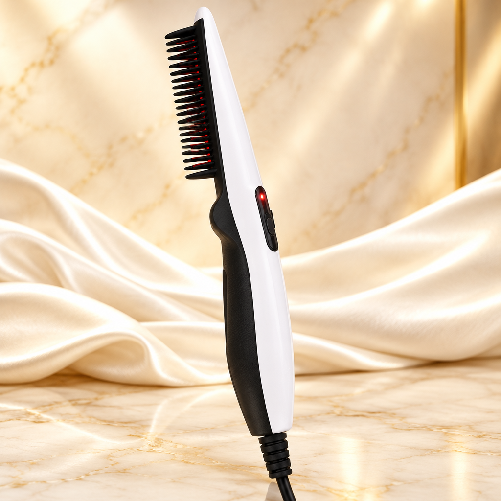 Negative Ion Hair Straightener & Hot Comb for Men — Beard Straightening Brush with Ionic Technology
