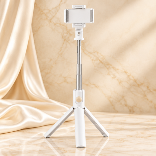 White selfie stick tripod
