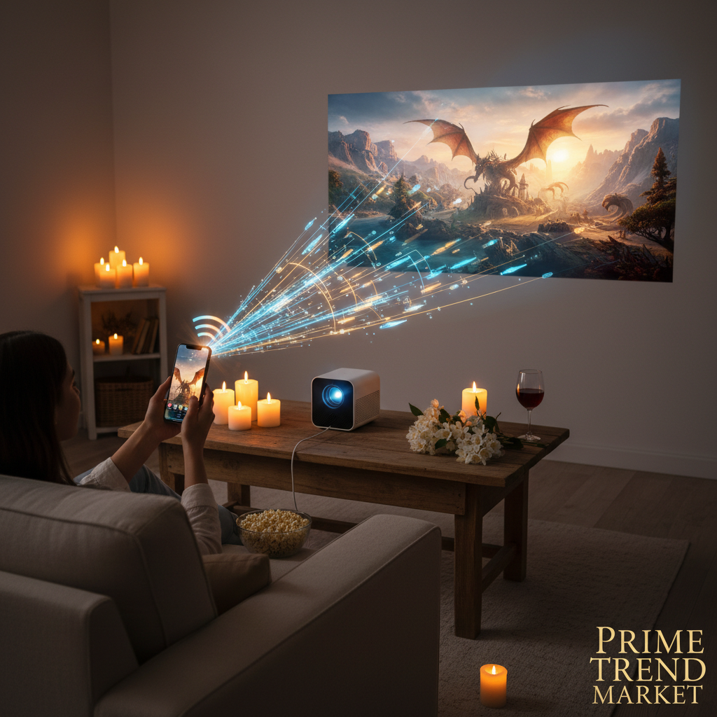 CinemaMax™ HD Portable Projector — Wireless & Wired Screen Mirror | Movie Night Gift — Prime Trend Market