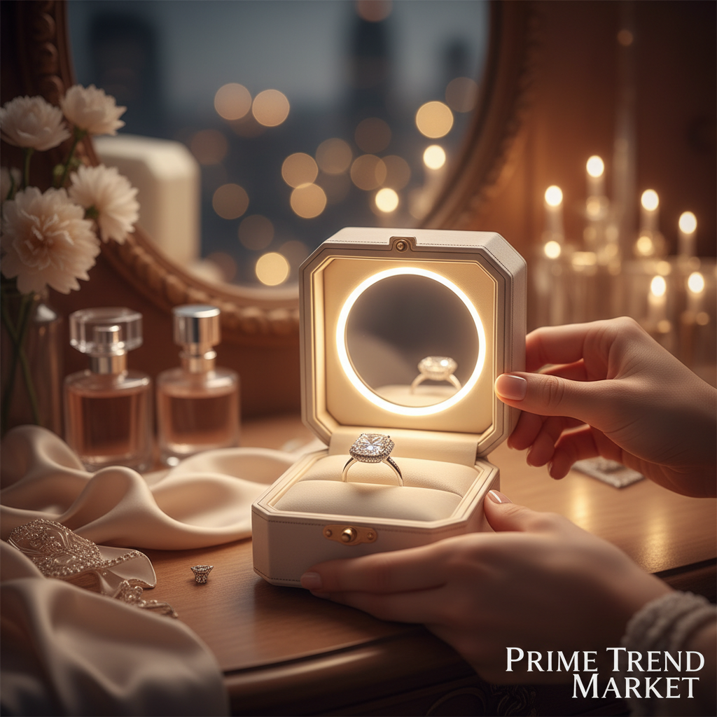 3-Layer Jewelry Box with LED Mirror & 2 Drawers – PU Leather Organizer, 3 Light Colors | Creamy White — Prime Trend Market