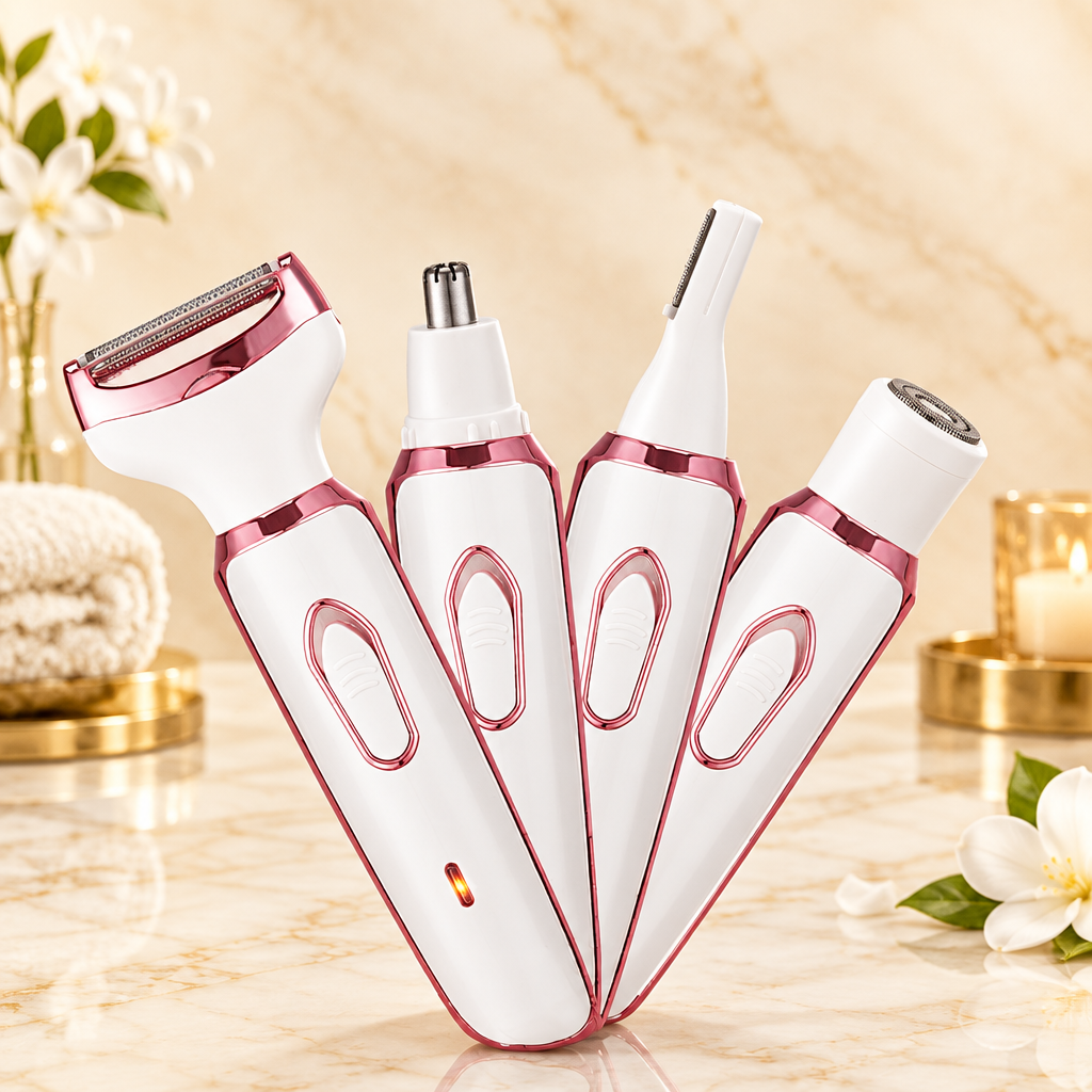4-in-1 Women's Electric Shaver — Eyebrow, Nose, Face & Bikini Trimmer | Rechargeable
