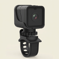 Black Z03 action camera with a textured front, centered lens and mounting bracket on a cream background.
